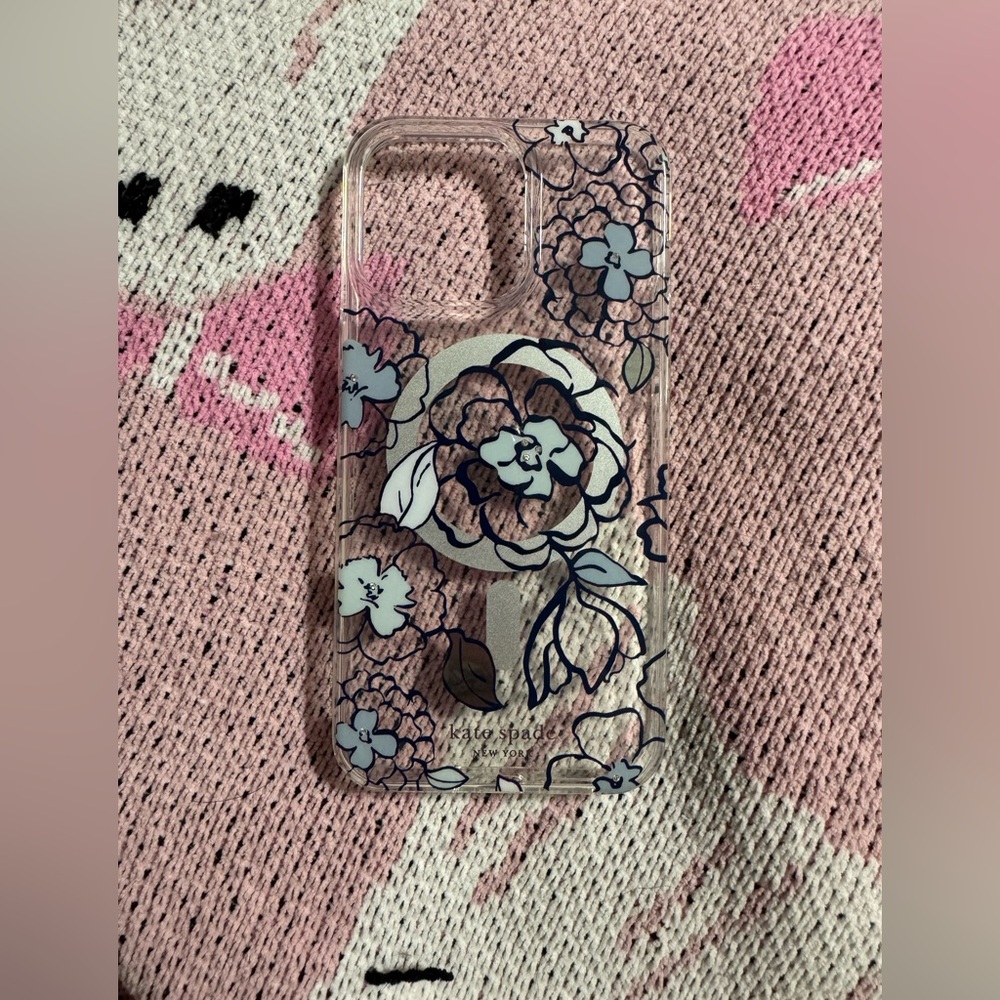 Kate Spade Floral Phone 15 Pro Max Case - Blue with Flowers